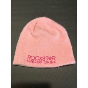 Rockstar Energy Drink Pink Beanie Hat Embroidered Star Logo Y2K Streetwear